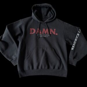 Kendrick Lamar DAMN Tour Hoodie Medium Black TDE 2017 Distressed Pullover‎